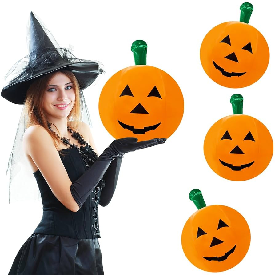 The Dreidel Company Halloween Pumpkin Inflatable Decorations, 16" Tall, Halloween Pumpkin Toy (3-... | Amazon (US)
