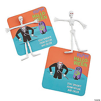 24 Pc. 5 1/4" Halloween Skeleton Bendables with Personalized Card for 24 | Oriental Trading Company