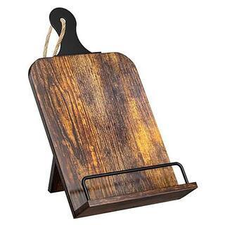 Brown Wooden Adjustable Recipe Stand for Cookbooks Tablets Rustic Kitchen Decor Multi-Function Book Holder | The Home Depot