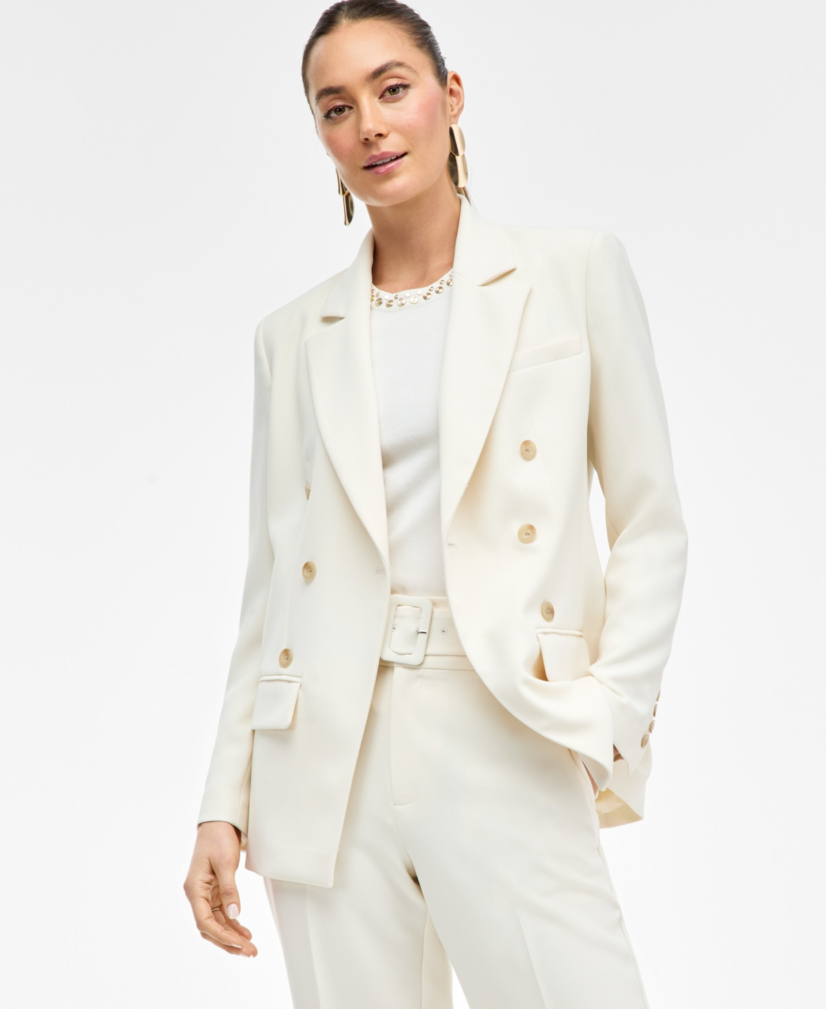 I.n.c. International Concepts Women's Double-Breasted Blazer, Exclusively at Macy's - Vintage Cr | Macy's