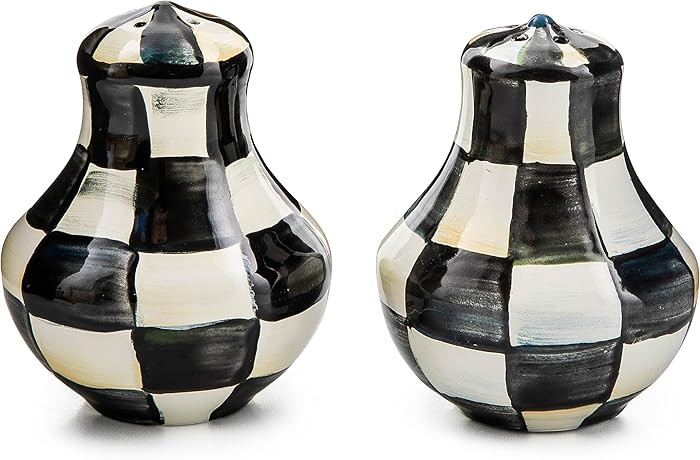 MACKENZIE-CHILDS Enamel Salt and Pepper Shakers, Kitchen Table Spice Shaker Set, Black-and-White ... | Amazon (US)