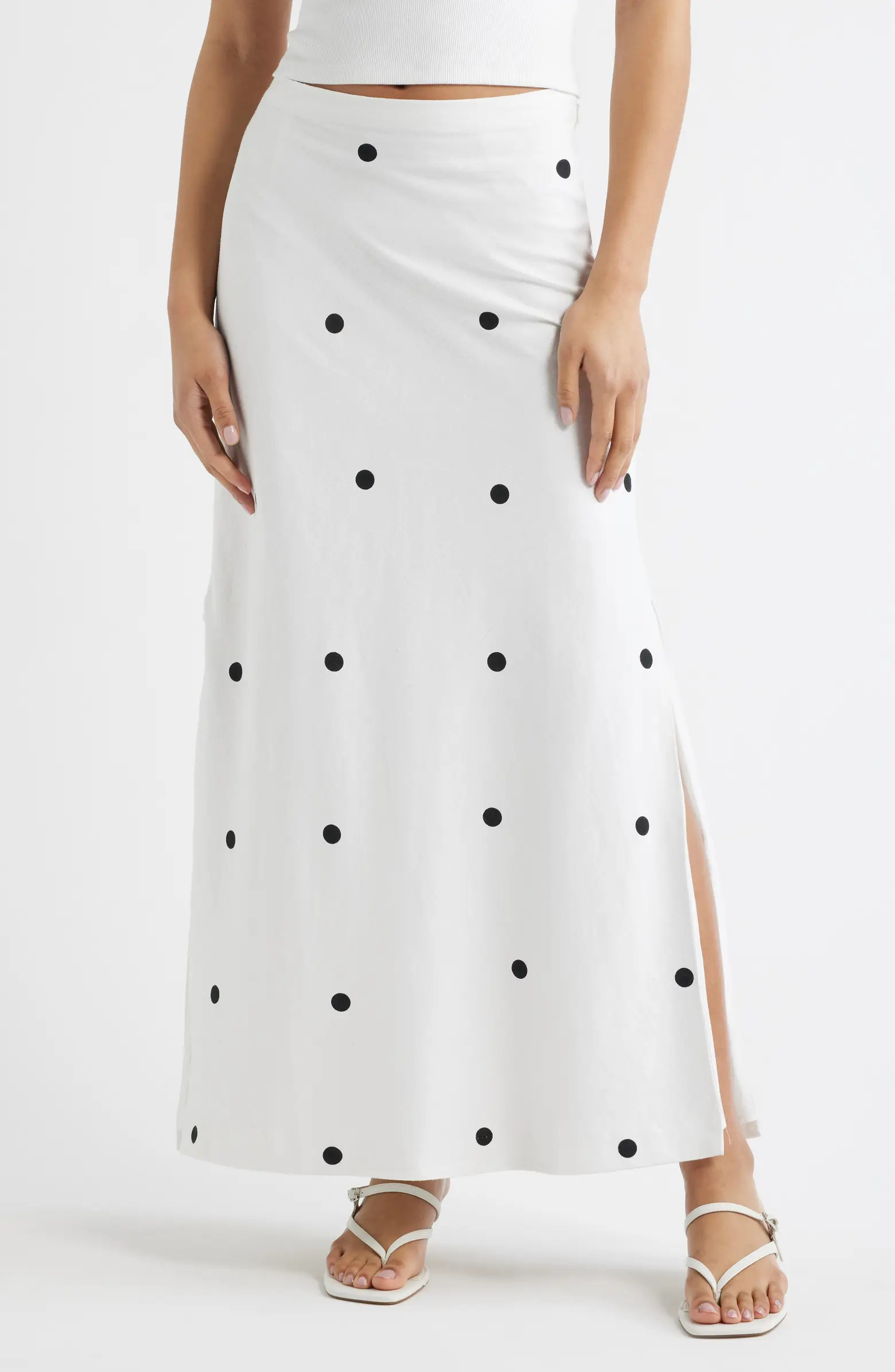 Linen Blend Column Maxi Skirt | Nordstrom