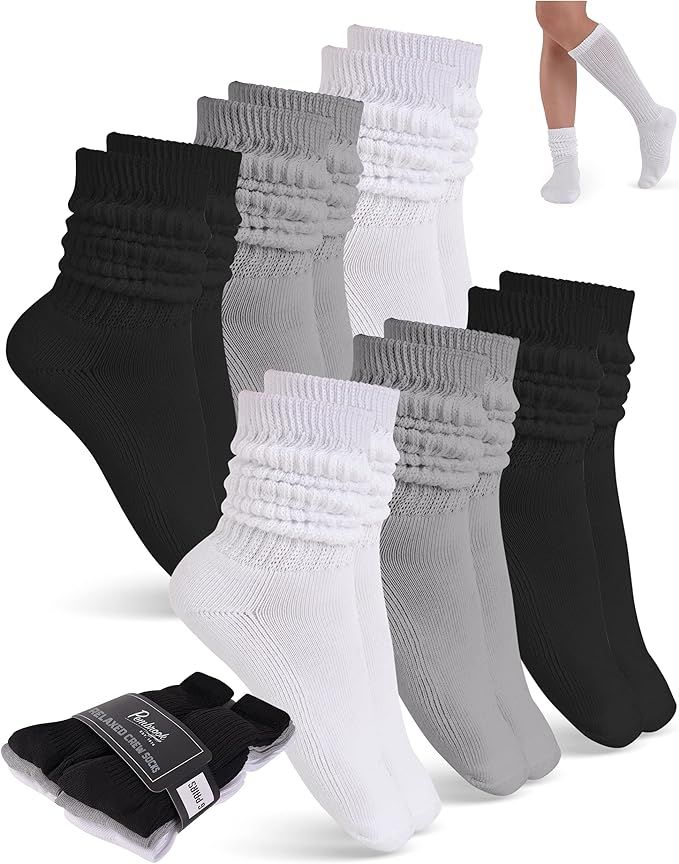 Pembrook 6 Pairs Slouch Socks for Women - Knee High Slouch Socks Women | Scrunch Socks Women | Sl... | Amazon (US)
