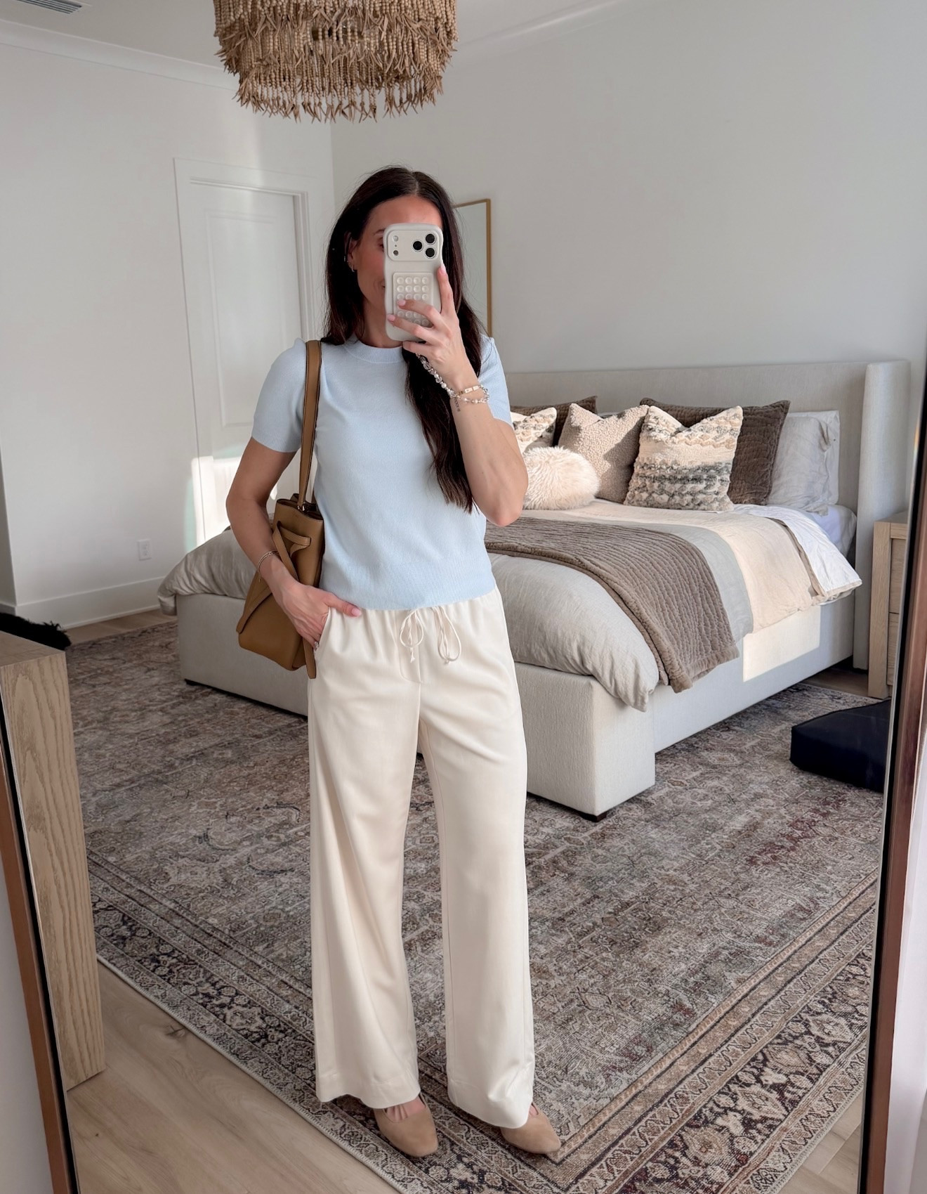 The cutest light blue top. Love how elegant and comfortable these white pants are. Mom approved outfits white pants cute light blue tops cute everyday wear Annabrstyle 

#LTKootd #LTKmomlife #LTKdayinmylife