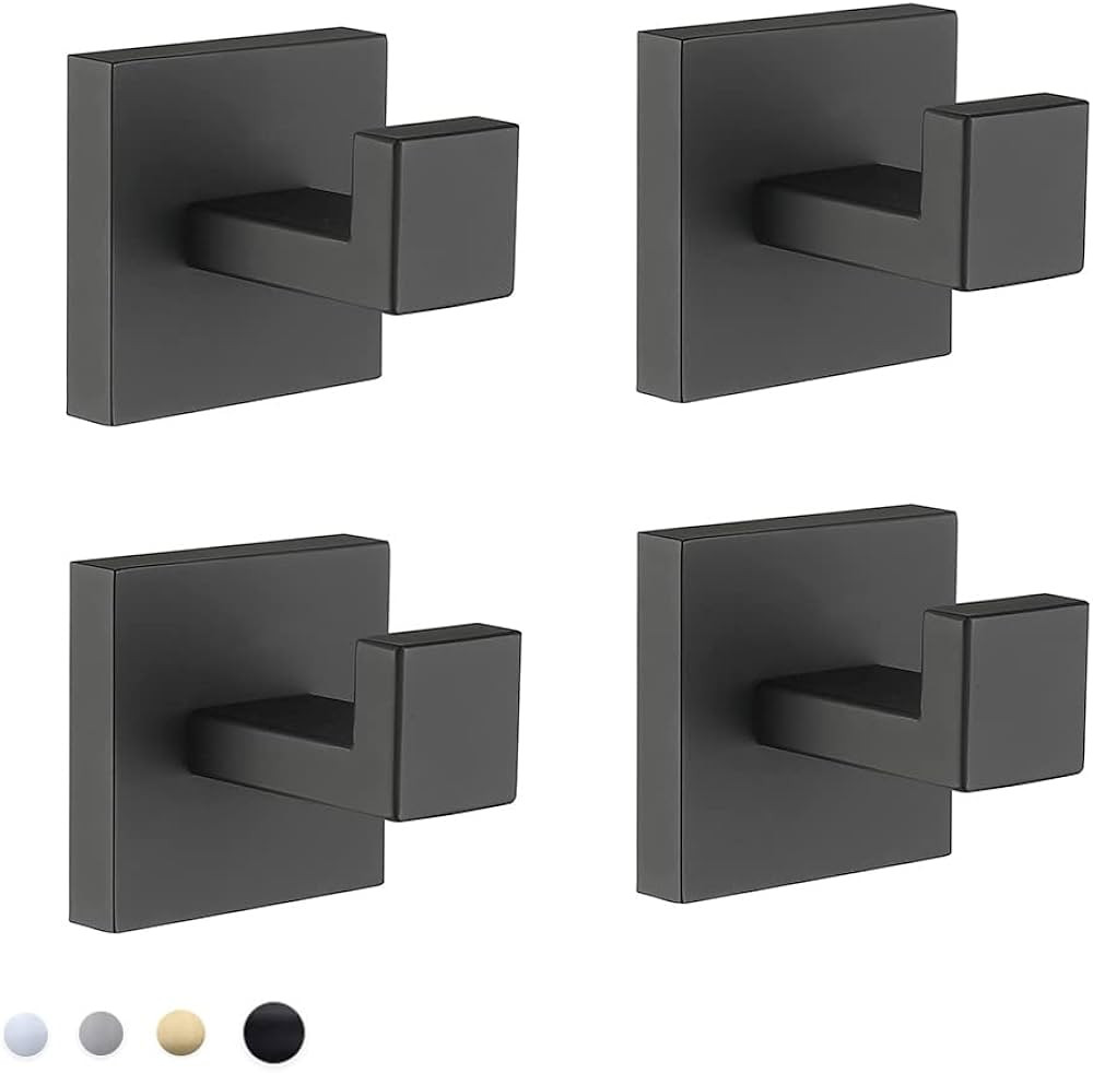COUOBO Wall Hooks Towel Hooks Towel Holder Robe Hook Bathroom Hooks Black Heavy Duty Door Hanger ... | Amazon (US)