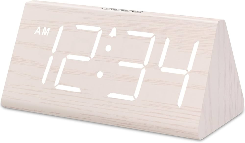 DreamSky Wooden Digital Alarm Clocks for Bedrooms - Electric Desk Clock with Large Numbers, USB P... | Amazon (US)