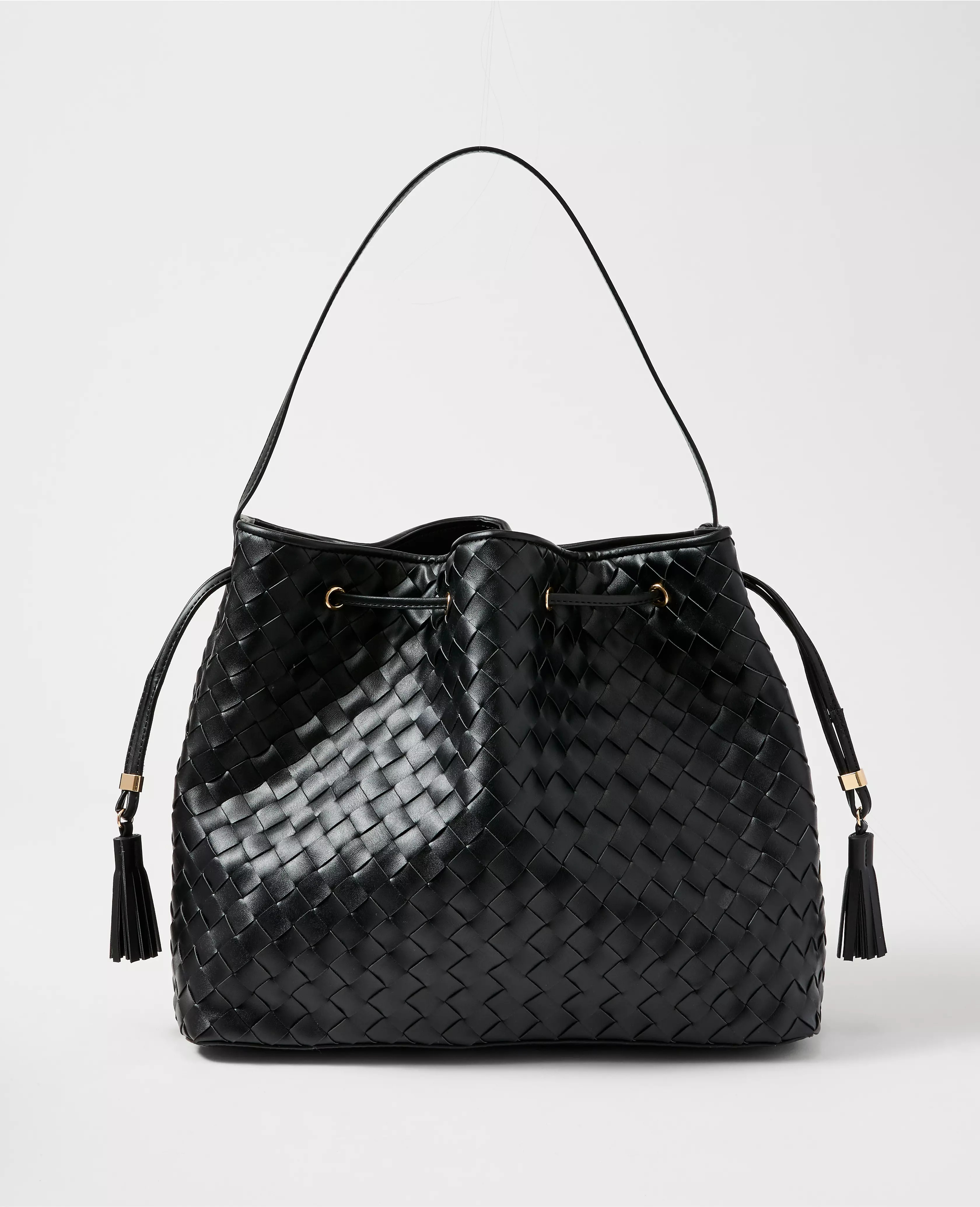 Cinched Tassel Woven Tote | Ann Taylor