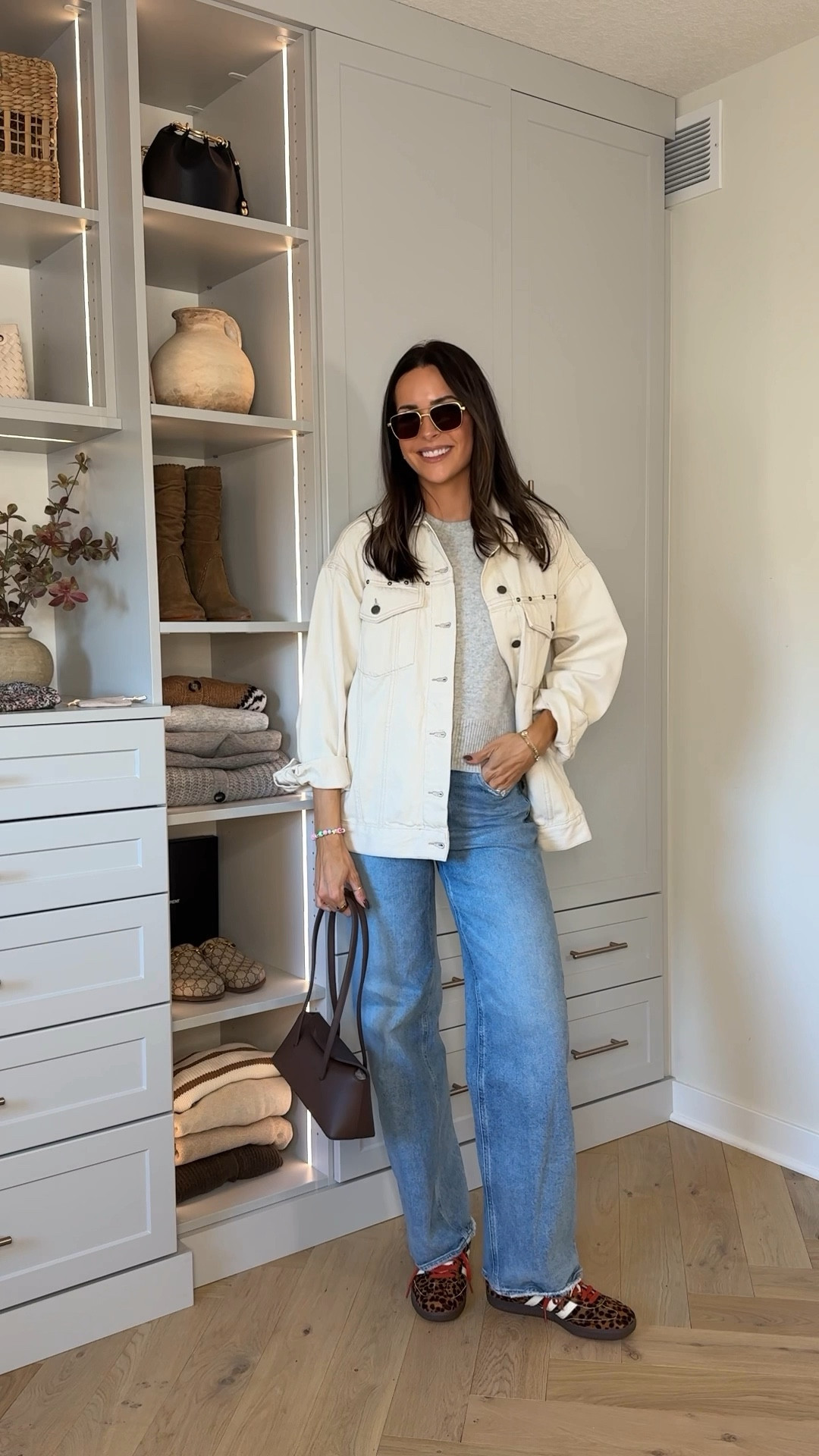 What I wore last Friday 🐆👟🍂 This trucker jacket is on major sale under $40!! Wearing my true small, runs oversized.

Cashmere sweater vest: true to size (S) fall staple !! 
Jeans: tts (27) 5’7” 
Leopard samba sneakers: if between sizes, go down

#LTKSaleAlert #LTKSeasonal #LTKShoeCrush