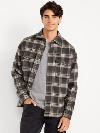 Oversized Heavyweight Plaid Flannel Shirt | Old Navy (US)
