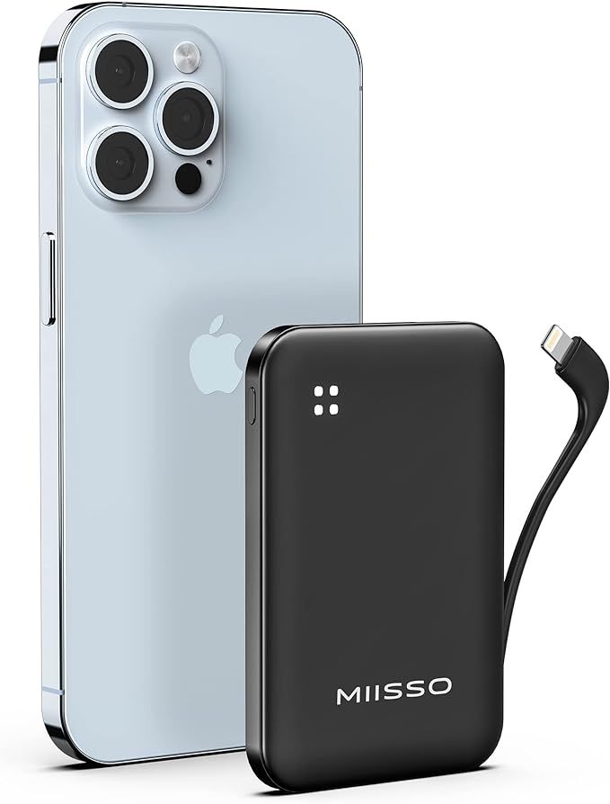 miisso 4500mAh Built in Cable Cell Phone External Battery Pack, Portable Phone Charger Power Bank... | Amazon (US)