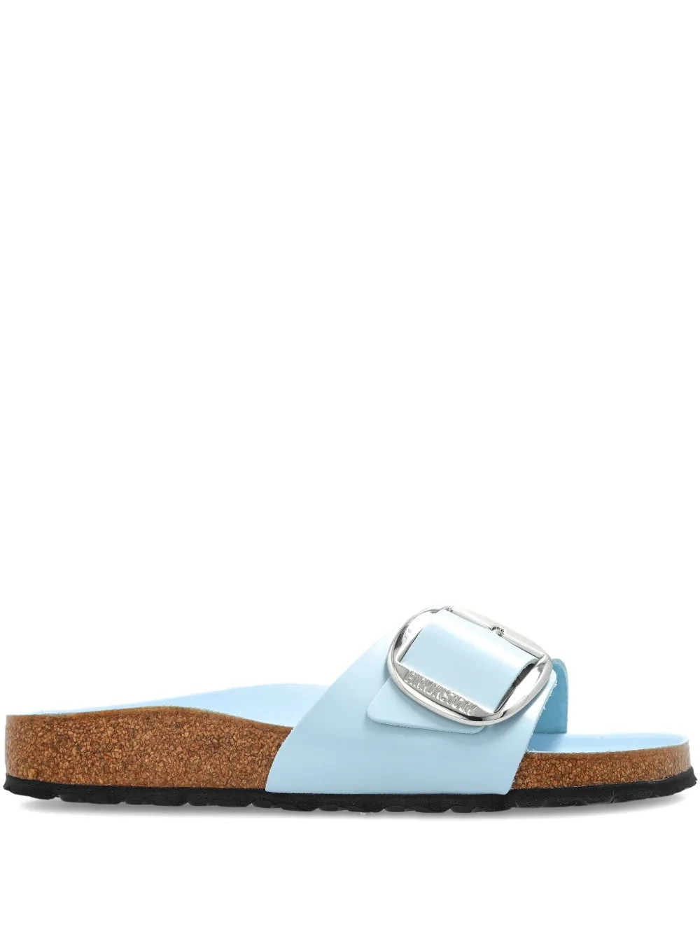 Birkenstock buckle patent leather flat sandals - Blue | Farfetch Global