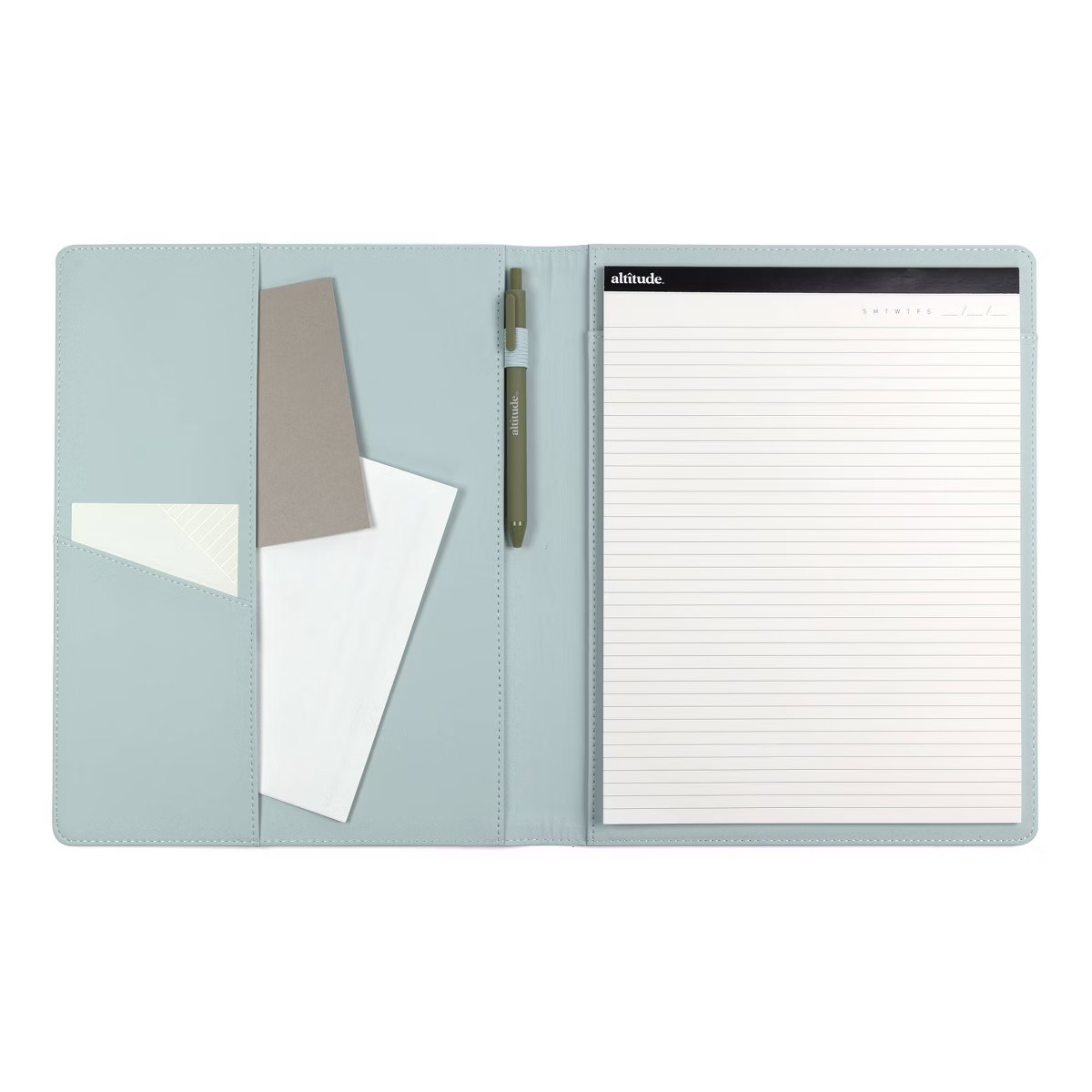 Altitude Padfolio 8.5"x10.5" Vegan Leather Seafoam Blue Debossed Arch | Target