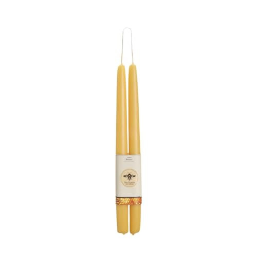 Big Dipper Wax Works Beeswax Taper Candles, Hand Dipped Pure Beeswax Candle, 12-Hour Long Burn, Natural Colored, 12" x 7/8", All Natural Rich Coloring | Amazon (US)