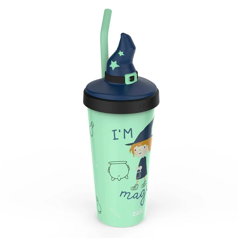 Zak Designs Zak Hydration 18 ounce Reusable Plastic Tumbler with Straw, Halloween Witch Hat | Walmart (US)