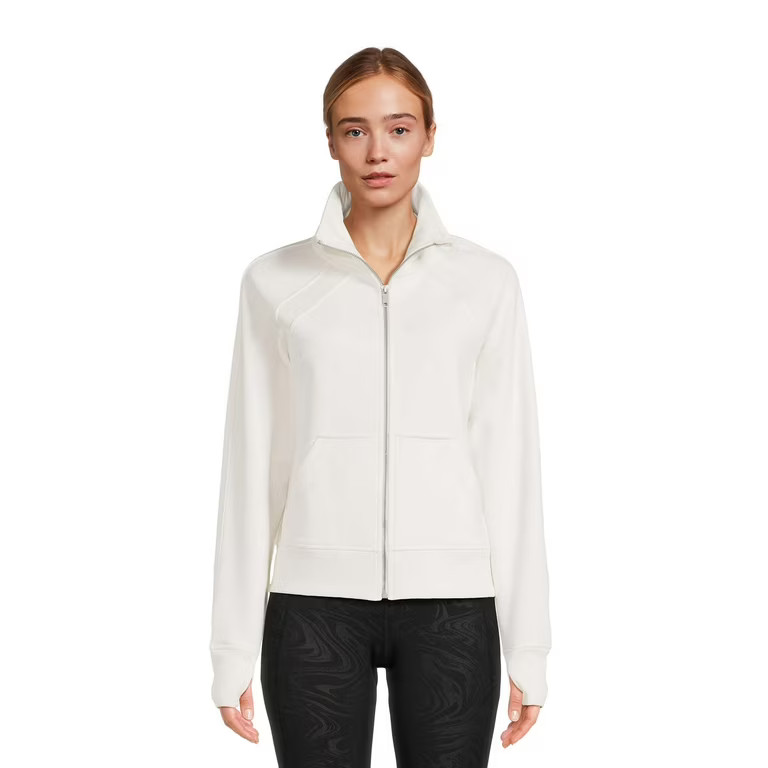 Avia Women's Plush Mixed Rib Mock Neck Full Zip Jacket | Walmart (US)