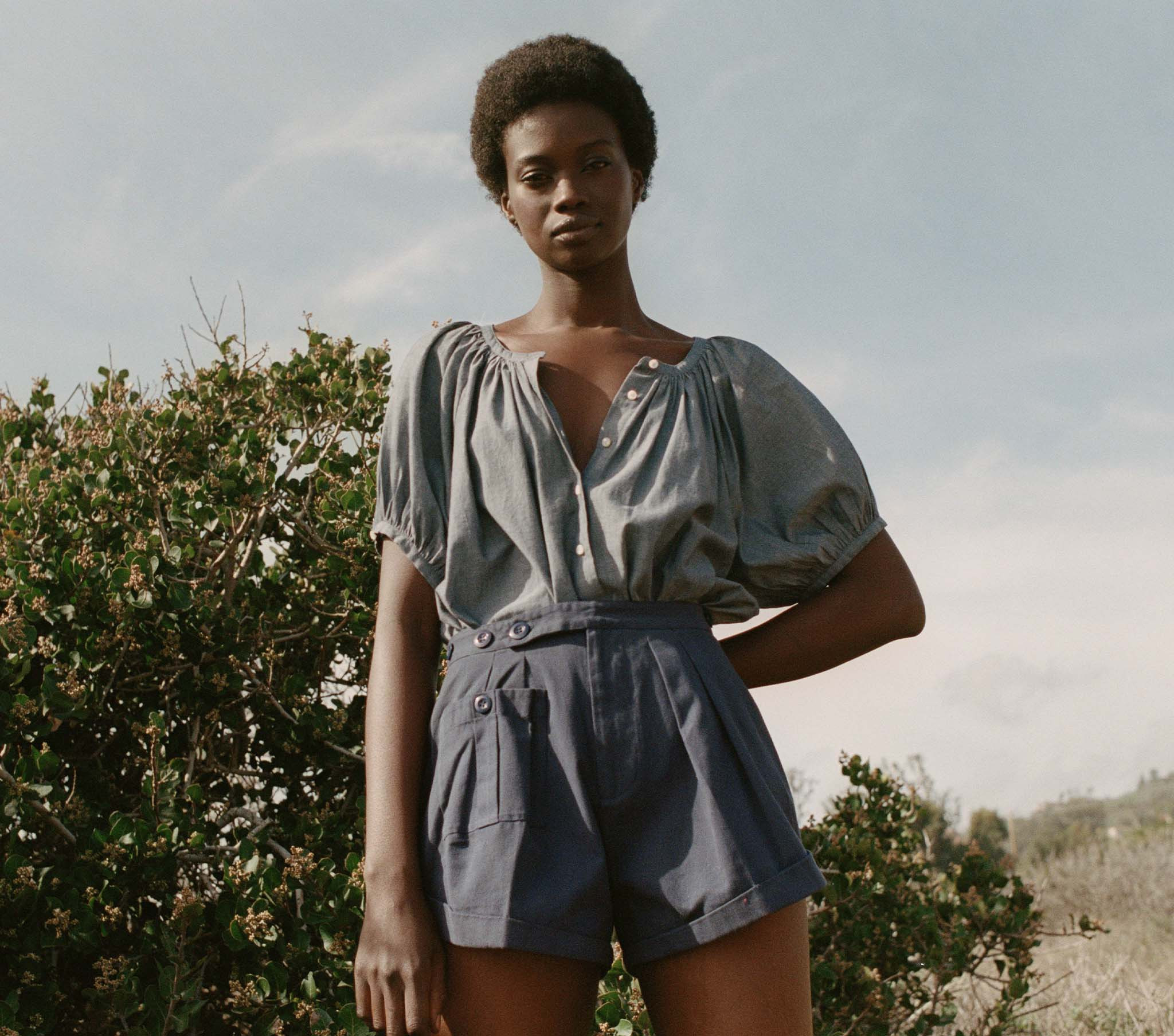 June Top - Parisian Chambray | DÔEN | DOEN