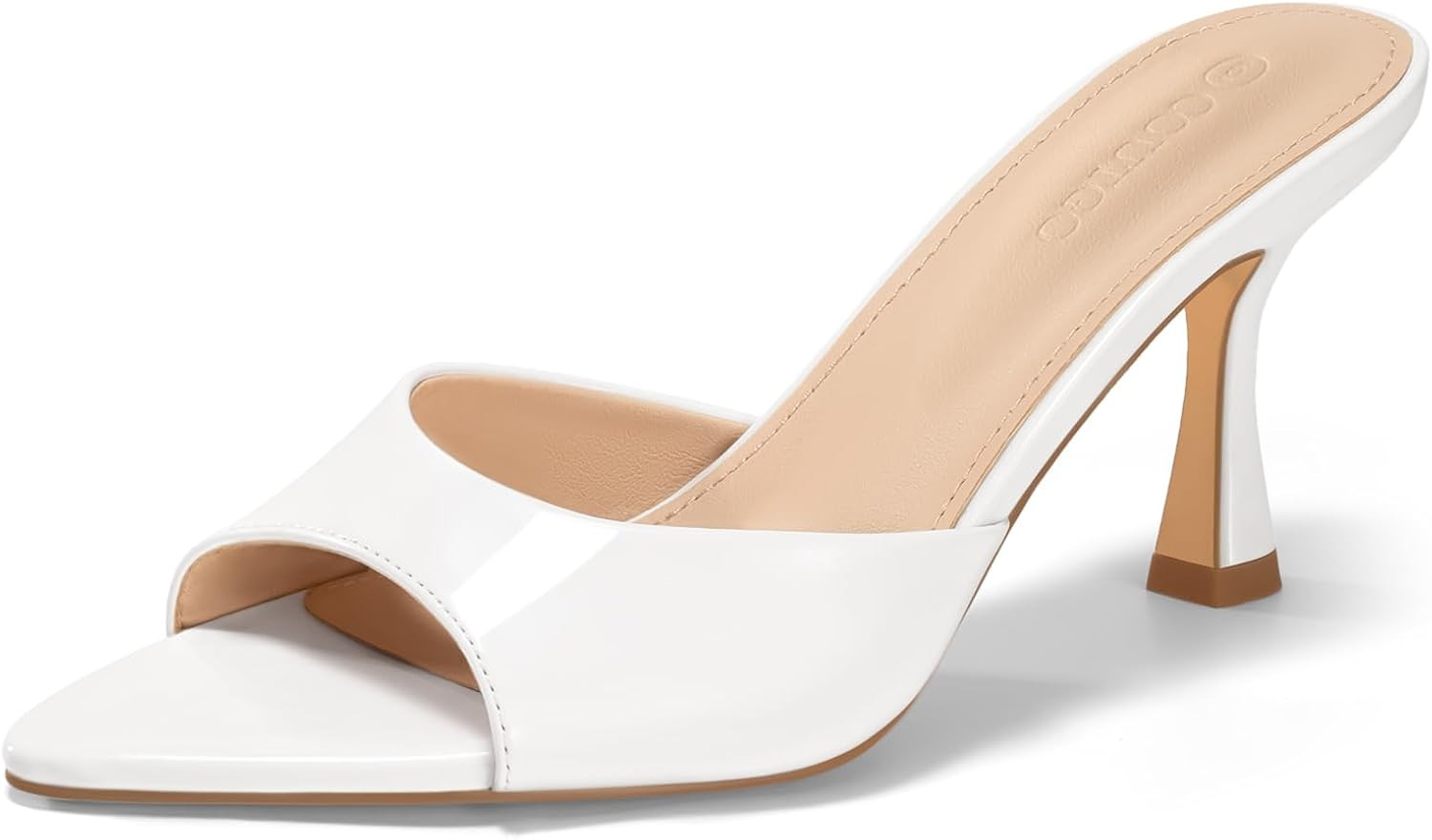 Coutgo Womens Kitten Heel Sandals Heeled Mules Pointed Open Toe High Heels | Amazon (US)