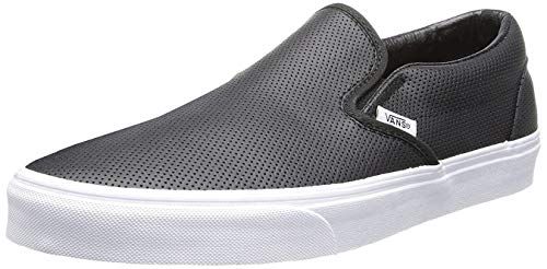 Vans Unisex Classic Slip-On (Perf Leather) Black Skate Shoe 11 Men US | Amazon (US)