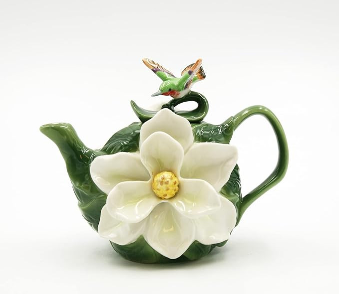 Cosmos Gifts 56647 Porcelain Magnolia Flower Teapot with Hummingbird 4 5/8"H | Amazon (US)