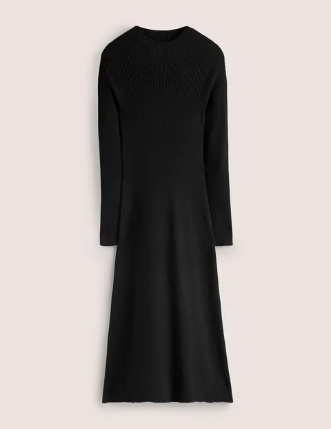 Ribbed High Neck Dress Black Women Boden | Boden (US)