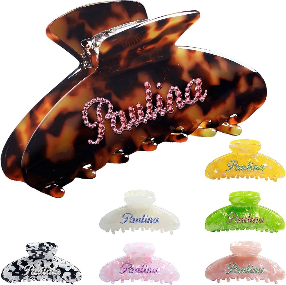 Large Hair Claw Clips for Women, Custom Banana Rhinestone Name Hair Clips, Personalized Hair Clip... | Amazon (US)