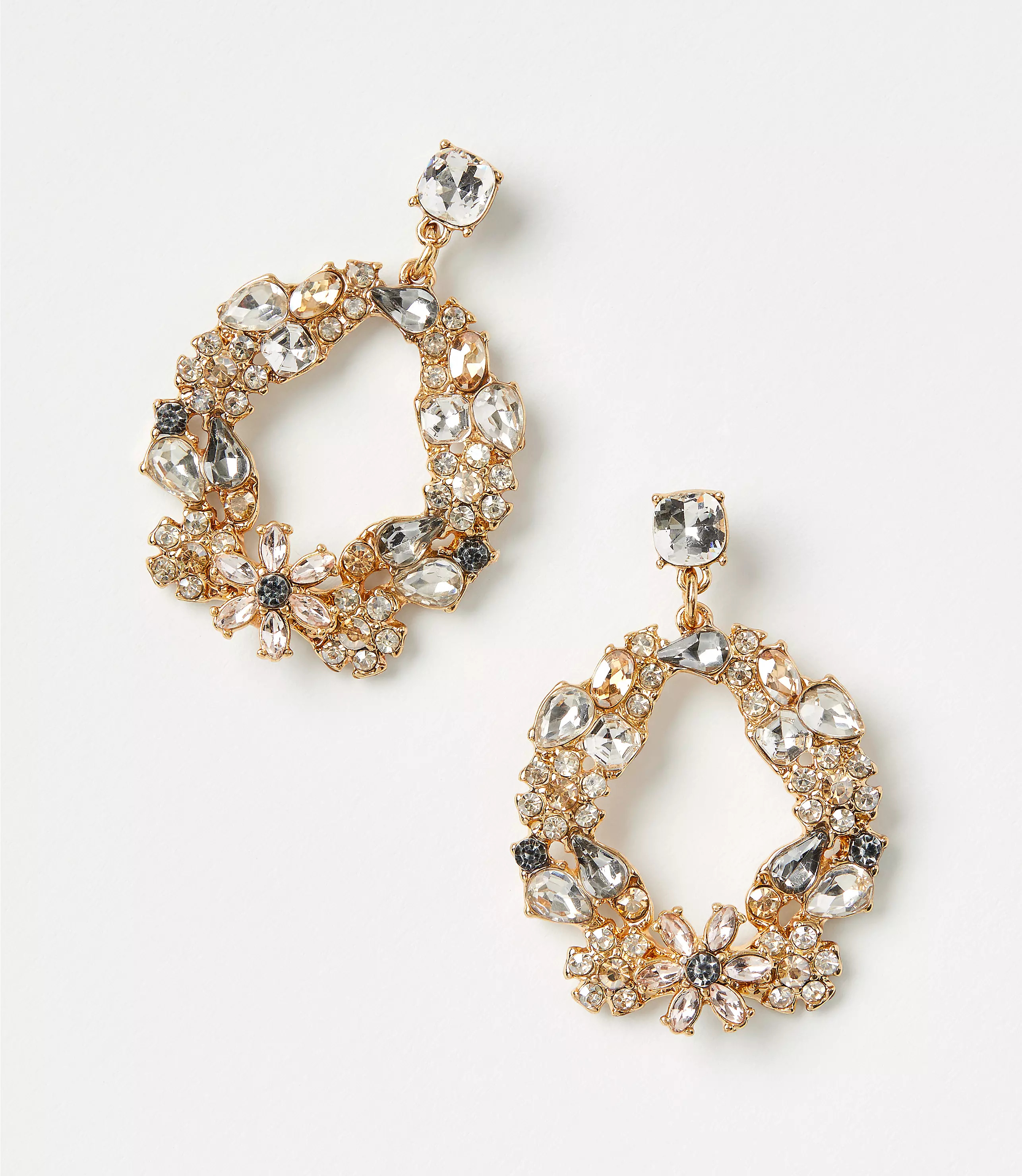 Crystal Floral Wreath Drop Earrings | LOFT