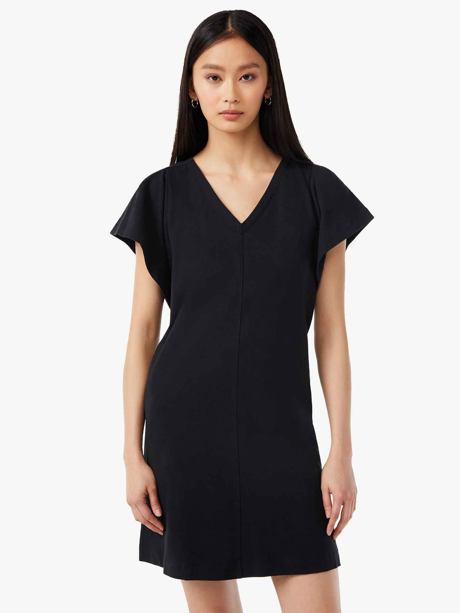 Free Assembly Women's V-Neck Dress with Flounce Sleeves | Walmart (US)
