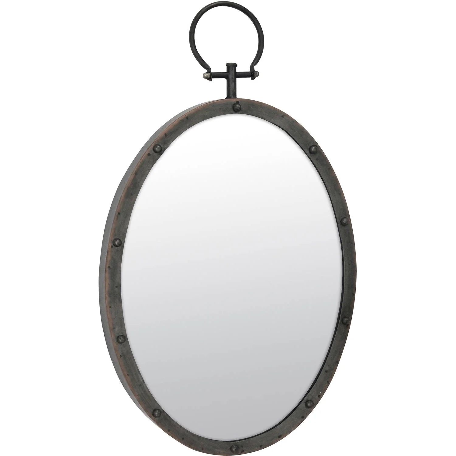 Stonebriar Collection Metal Oval Mirror with Ring and Rivet Trim | Walmart (US)