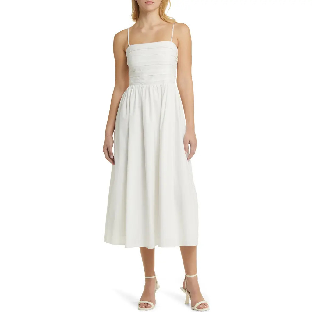 WAYF x Styled by COCO! Sammie Pleat Strapless Stretch Cotton Sundress in Ivory at Nordstrom Rack, Size Medium | Nordstrom Rack
