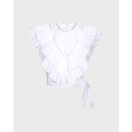 Sleeveless Ruffle Top with Lace Trim in Optic White | 7 For All Mankind