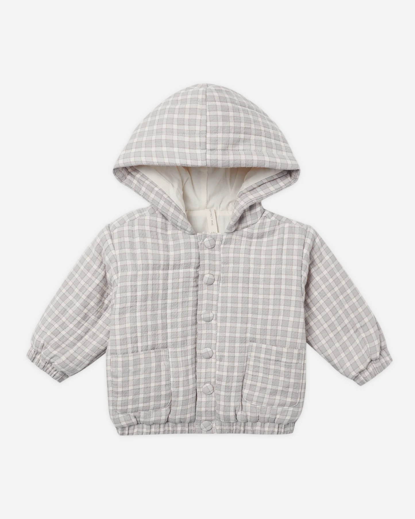 Hooded Woven Jacket Blue Gingham | Rylee + Cru