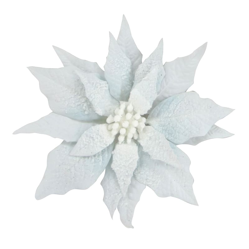 Mrs. Claus' Bakery Light Blue Poinsettia Clip Ornament, 9.5" | At Home
