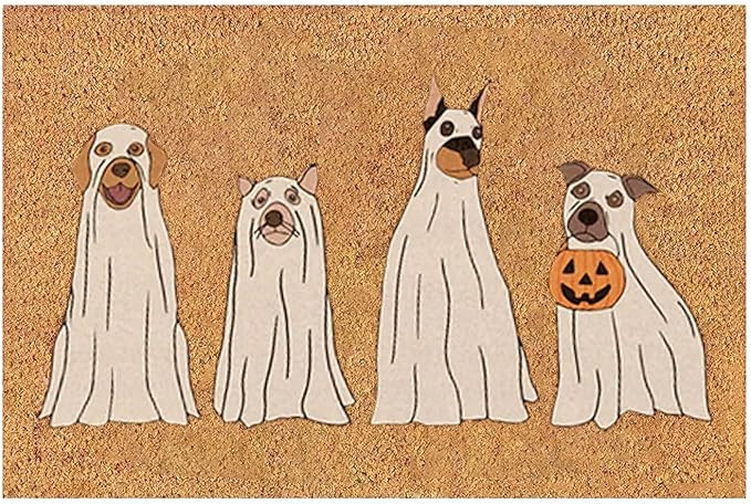 Halloween Ghost Welcome Doormat 16 x 24 Inch Spooky Funny Ghost Dog Door Mat with Anti-Slip Rubbe... | Amazon (US)