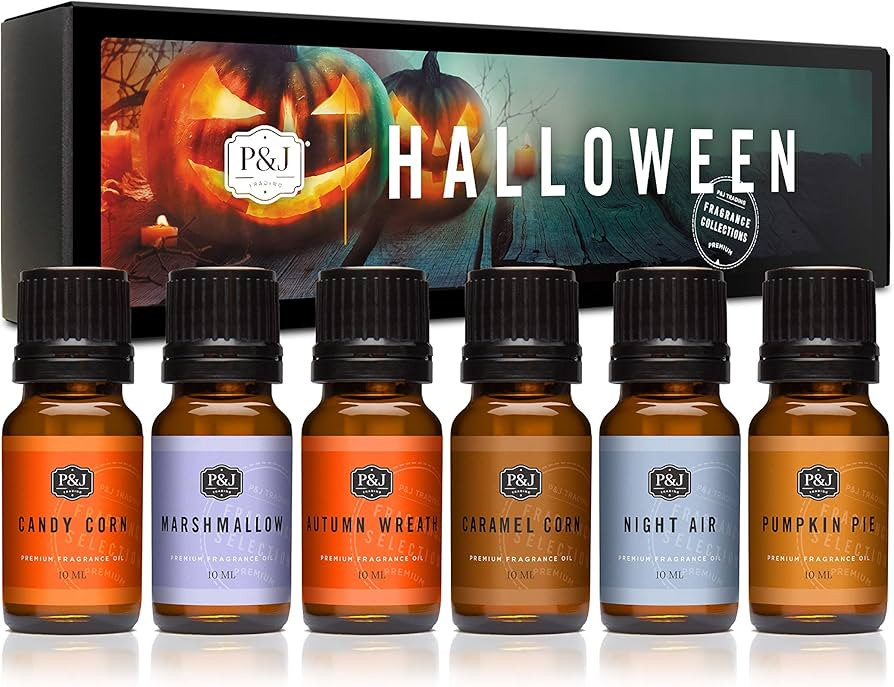 P&J Fragrance Oil Halloween Set | Autumn Wreath, Pumpkin Pie, Candy Corn, Marshmallow, Night Air,... | Amazon (US)