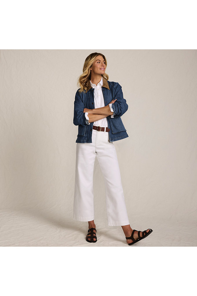 Women's Corduroy Collared Denim Jacket - Lands' End - Blue - XS | Lands' End (US)