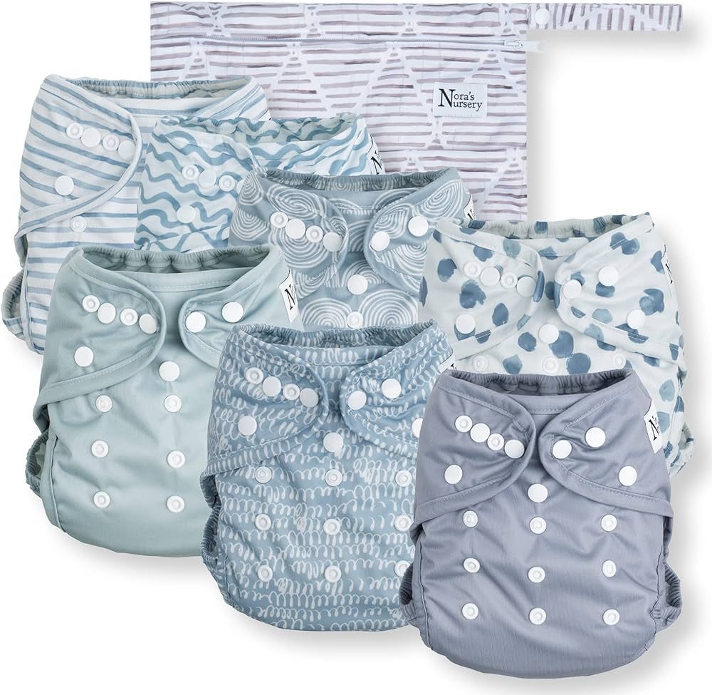 Nora's Nursery Cloth Diaper Cover, Washable Reusable Diaper Cover with Snap Closure, Cloth Diaper... | Amazon (US)