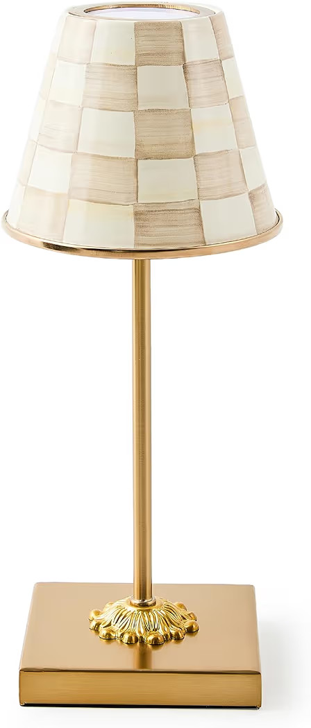 MACKENZIE-CHILDS LED Rechargeable Cafe Table Lamp, Cordless Decorative Lamp, Brown-and-White Moch... | Amazon (US)