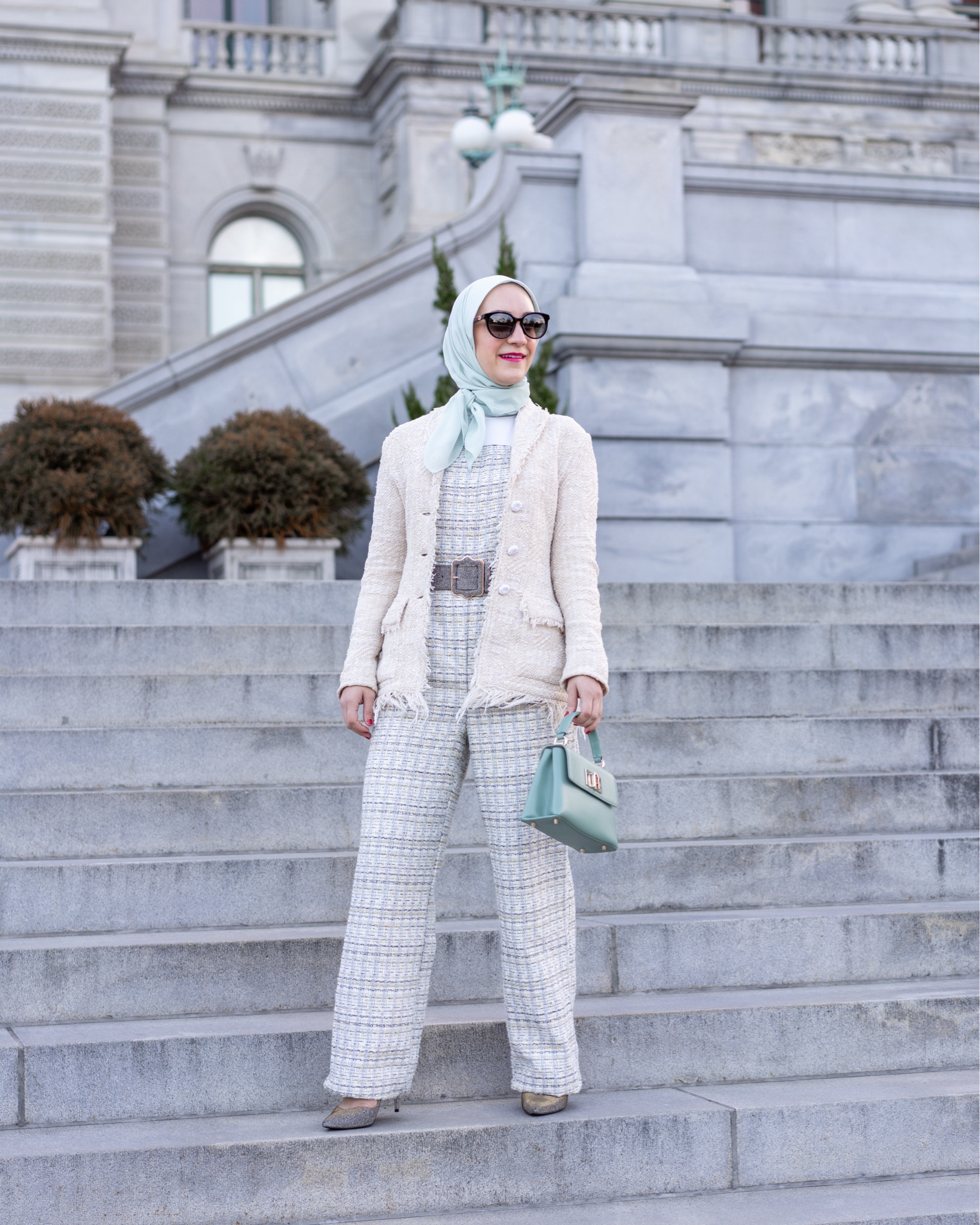 Tweed overalls and blazer styled look 

#LTKSeasonal #LTKshoecrush #LTKstyletip