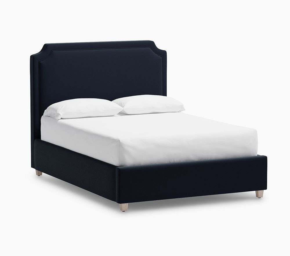 Ava Upholstered Storage Bed Full Faux Mohair Midnight | Pottery Barn Kids