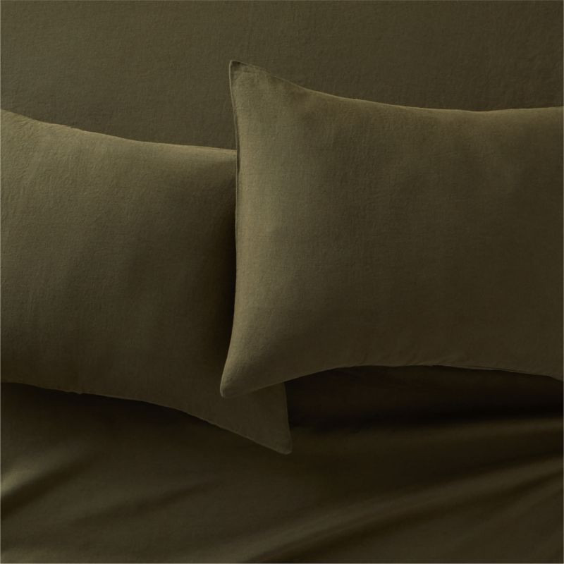 EUROPEAN FLAX-Certified Linen Forest Green King Pillowcases Set of 2 + Reviews | CB2 | CB2