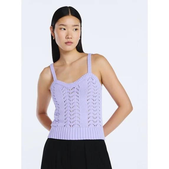 Scoop Women’s and Women's Plus Crochet Sweater Tank Top with Sweetheart Neck, Sizes XS-4X | Walmart (US)