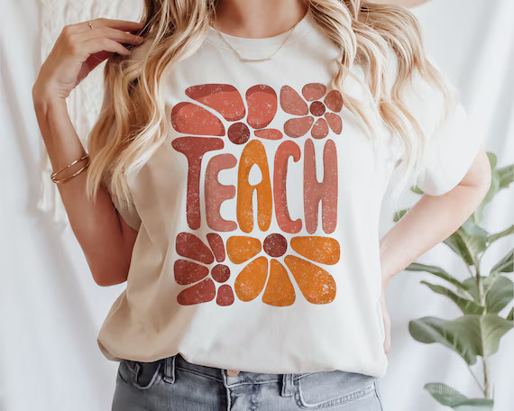 Teach shirt, Retro daisyTeach Shirt, Retro Teach Shirt, Retro Teach T Shirt, Teacher Raglan, Retr... | Etsy (US)