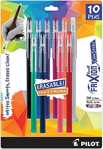 Pilot Frixion ColorSticks Erasable Gel Ink Pens, Fine Point (0.7mm), Assorted, 10 Count (32454) | Amazon (US)