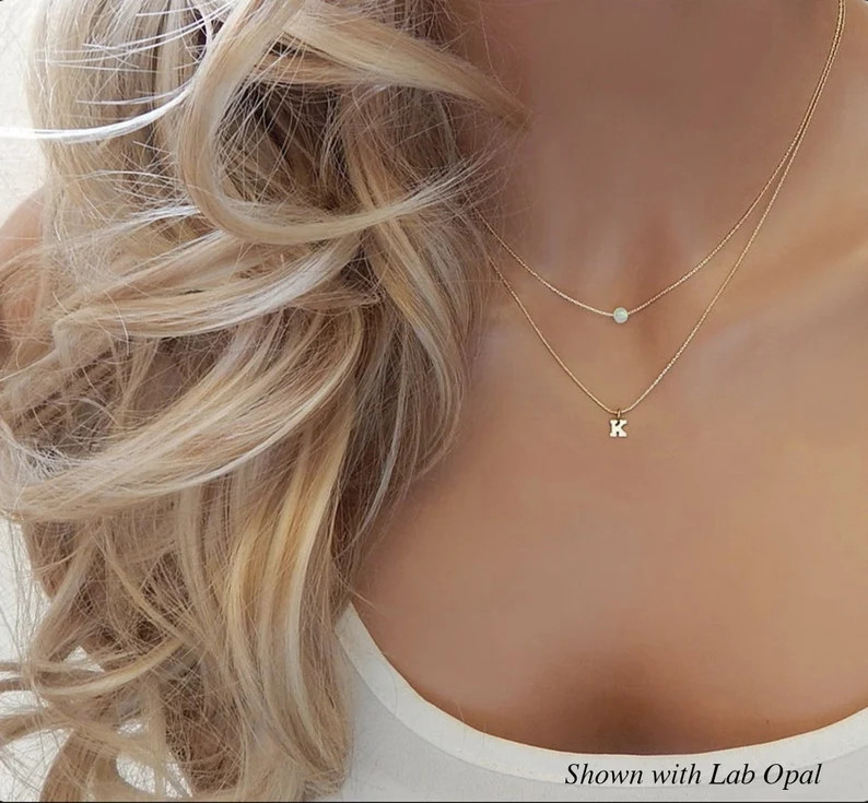 Opal Necklace Letter Gift for Her Personalized Initial | Etsy | Etsy (US)