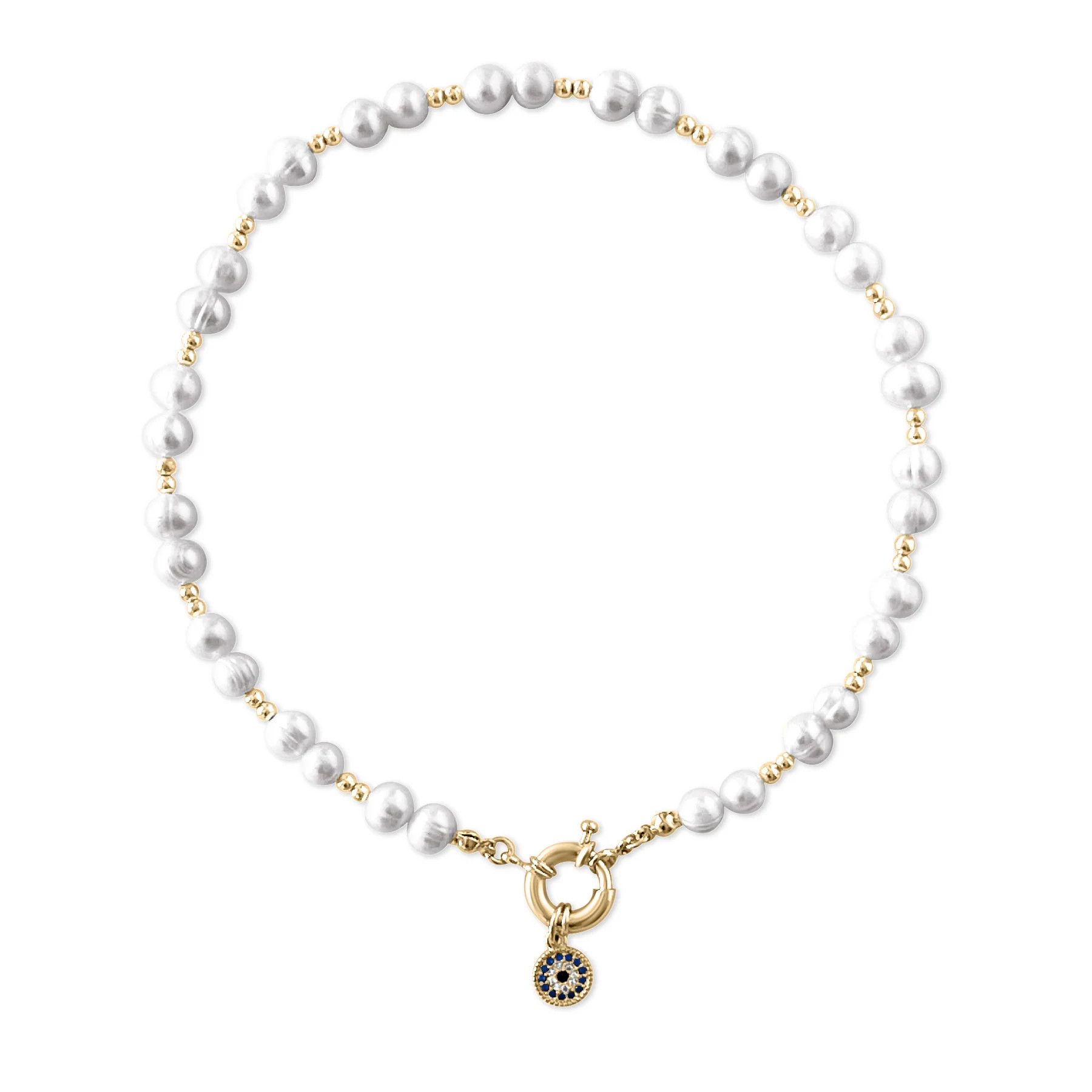 Evil Eye Pearl Necklace - Gold Filled | YUMIYU