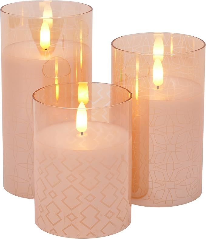 Mark Feldstein & Associates Mid Century Modern Flameless LED Glass Pillar Candles, Set of 3, 6 In... | Amazon (US)