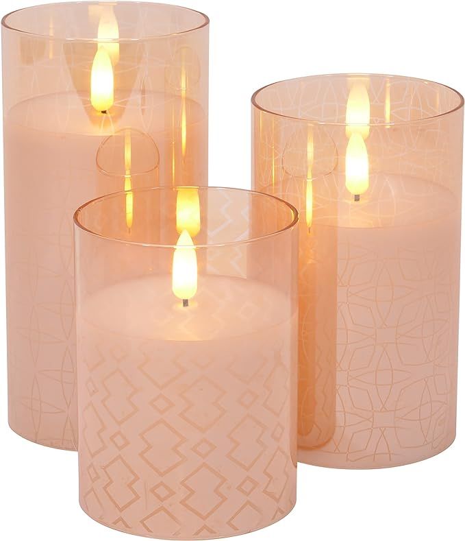 Mark Feldstein & Associates Mid Century Modern Flameless LED Glass Pillar Candles, Set of 3, 6 In... | Amazon (US)