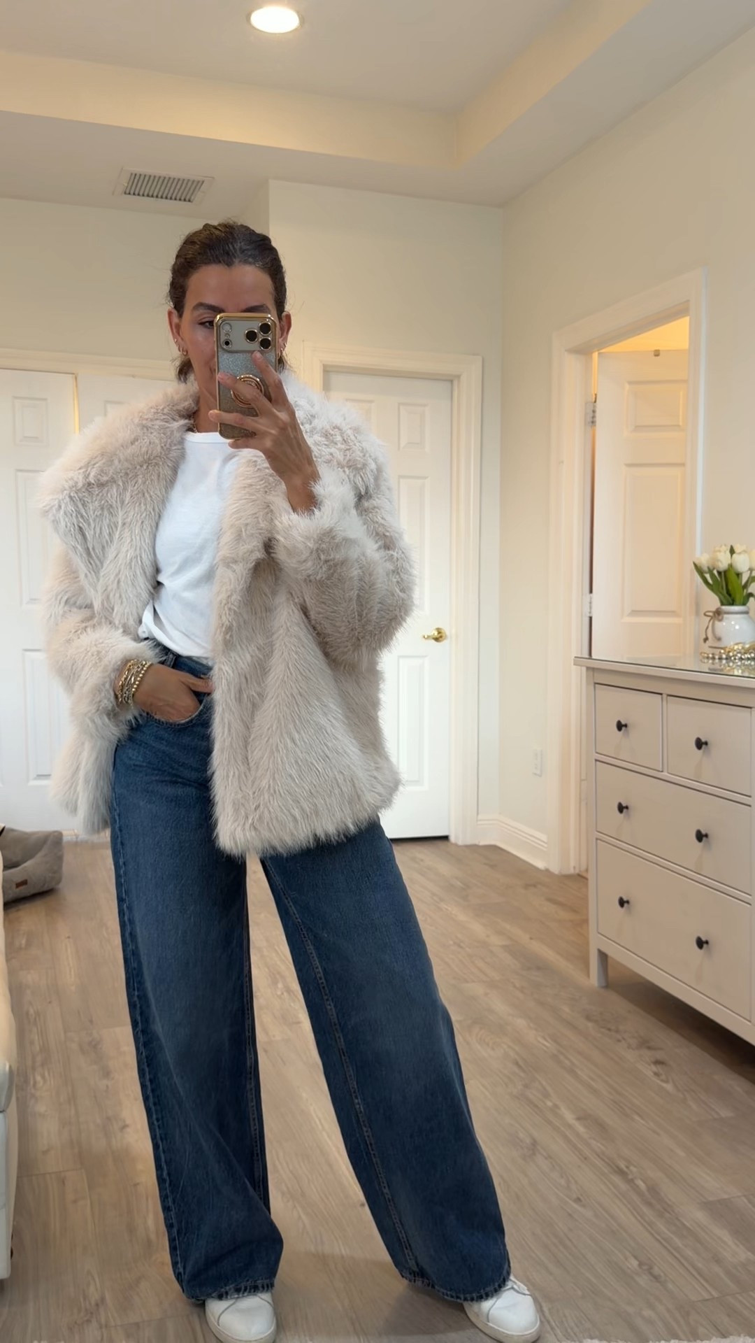 Size S in coat, m in tshirt and 27 in jeans. Size up in sneakers 

#LTKdayinmylife #LTKmomlife #LTKFindsUnder50