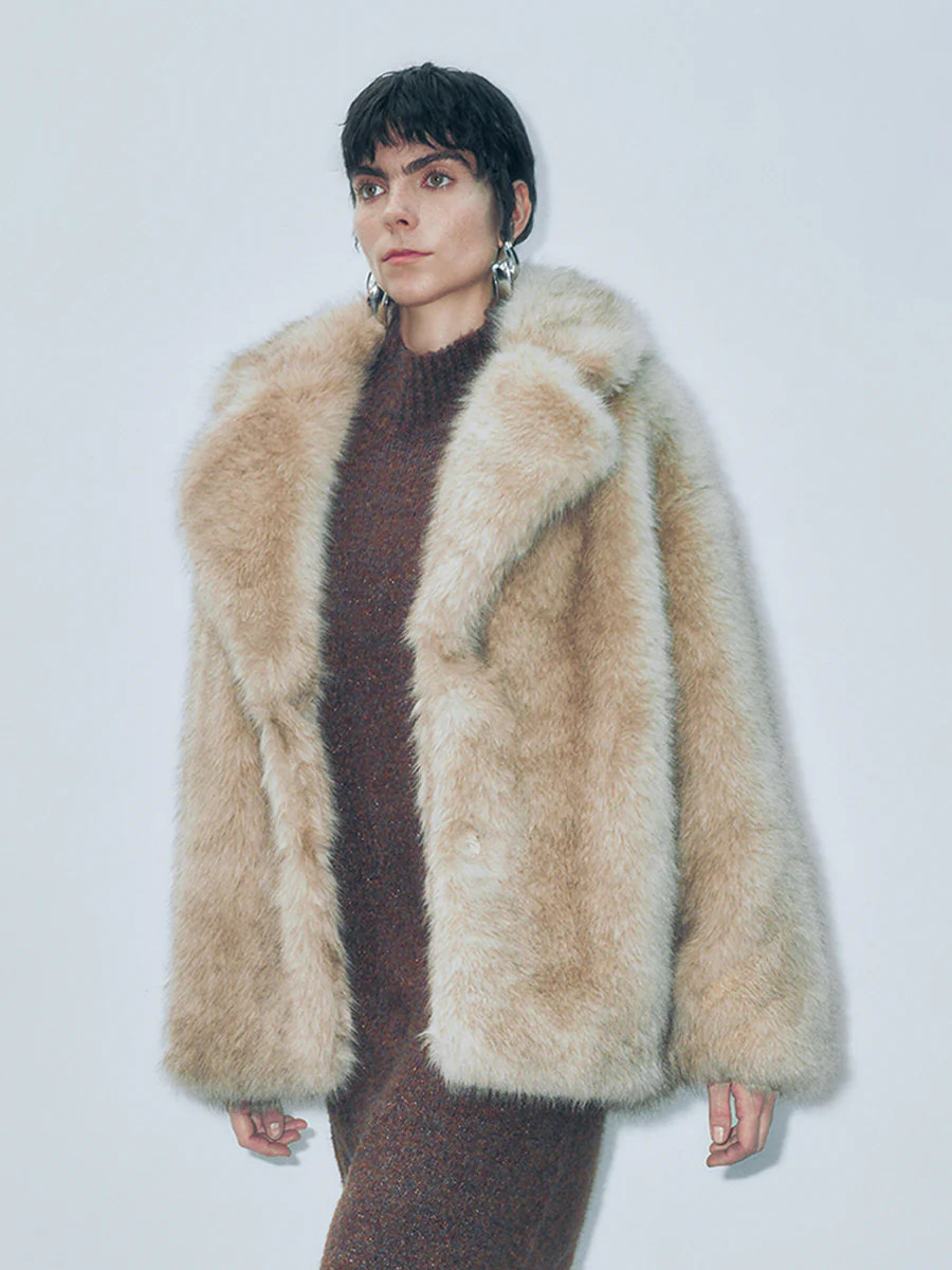 Notched Collar Fur Jackets | Urban Revivo