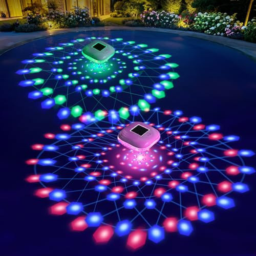 Askyli Floating Pool Lights Solar Powered, 2026 Upgraded Dynmaic LED Color Changing Solar Pool Lights that Float, IP68 Waterproof 6-8H Runtimes Solar Floating Lights for Pool,Hot Tub,Party Decor-2PCS | Amazon (US)